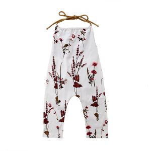 Barboteuses Citgeett été né enfants bébé fille fleur licou sans manches barboteuse combinaison combishort tenues Floral blanc mode Sunsuit 230406