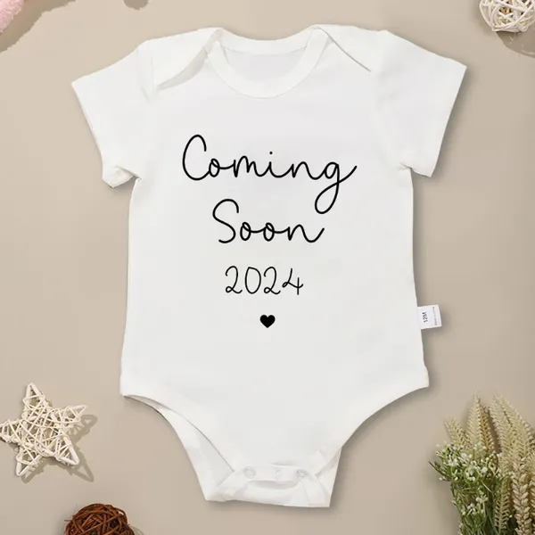 Barboteuses à venir 2024 Né bébé garçon fille vêtements esthétique mode annonce de grossesse body beau cadeau coton infantile Onesies