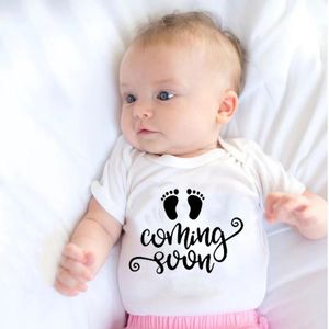 Los mamelucos que vienen pronto nacidos Baby Boys Girls Bodysuits Unisex Mono Jumpsuit Funny Playsuit Casual Manga corta Trajes de algodón ropa de moda