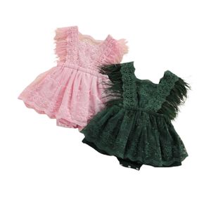 Rompers Migne Baby Girl Vêtements d'été Lace Broidered sans manches Romper Coton Tépanque de combinaison