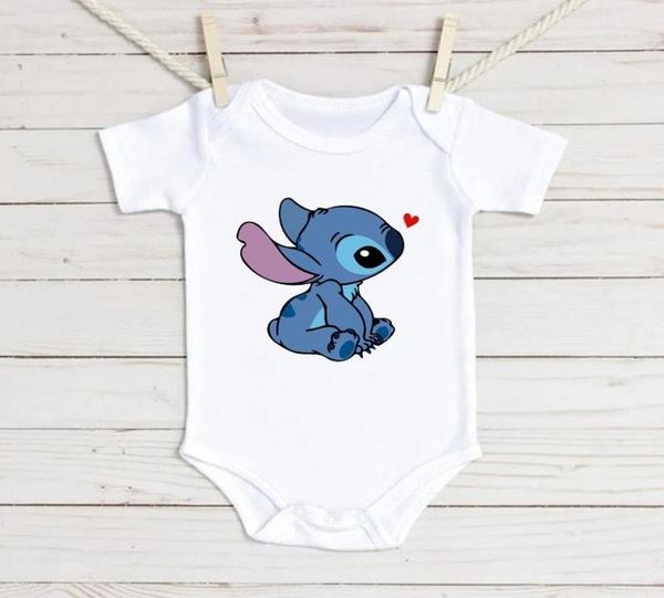 Rompers lindo baby baby bodysuits de manga corta dibujos animados lilo amp puntio ropa niña tendida tendida rompera2336945