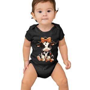 Rompers Migne Bow Cow Baby Baby Assalage Coton Coton À manches courtes Boys and Girls Fashion Vêtements Cartoon à manches courtes à manches à manches