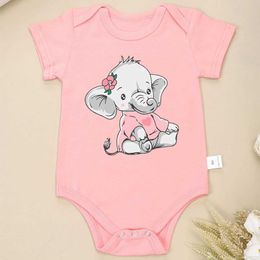 Rompers Migne Cartoon Elephant Baby Girl Vêtements Coton à la mode Baby Coins confortable Vêtements de nouveau-nés pas bonbés doux Accouchement rapide240514L240502