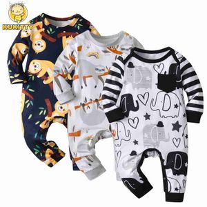 Rompères mignons nouveau-nés bébé garçons en une pièce grimper vêtements coton manches longues imprimées saut de saut à saut à saut de combinaison cache-cacherie D240425