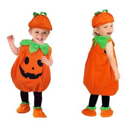 Rompers schattige pompoen babykostuum kinderen Halloween Pumpkin Costume Boys and Girls Role Play Performance Childrens Pumpkin Costumel240514L240502