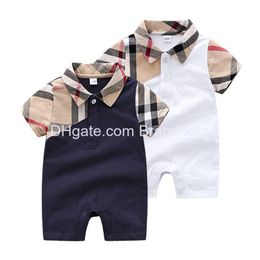Designer bébé infantile barboteuse garçon vêtements à manches courtes Bornl coton vêtements enfant en bas âge livraison enfants maternité combinaisons Dhw46