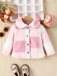 Rompertjes Herfstmeisjesoutfit Roze Arctische pluizige jas Wintervrijetijdsjack Babykleding Warme top Schattig 231031