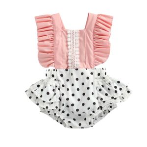 Rompers mode pasgeboren babymeisje kleren ruche polka dot print romper zomer mouwloze jumpsuit outfits sunsuit 024 maanden j220922