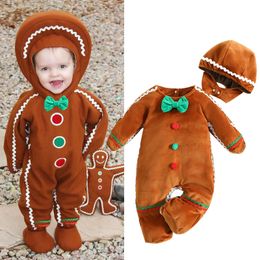 FOCUSNORM 2 stuks Kerst Herfst Winter Baby Meisjes Jongens Romper 0-24M Kleurrijke Bal Strik Lange Mouw Fluwelen Jumpsuit Hoeden 231129