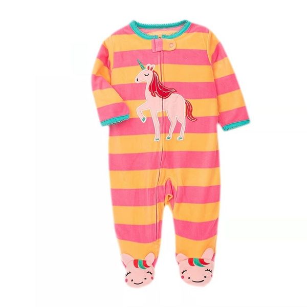 Barboteuses Footed born Baby Barboteuses Xmas Sheep Unicorn Cartoon Imprimé Warm Fleece Infant Baby Pyjamas combinaisons Vêtements de nuit 230418