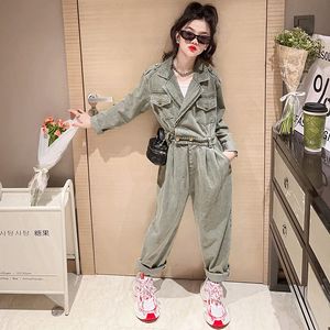 Rompers Girls Jumps Curchs Fashion Denim Playsuit Streetwear for Kids Blue Casual Young Childre