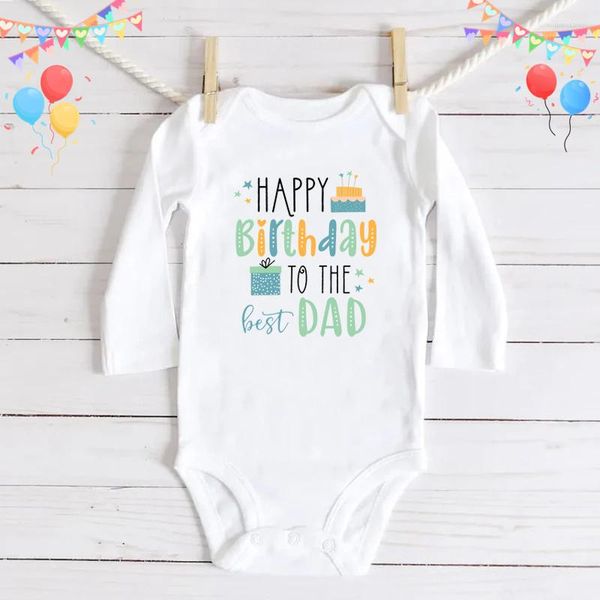 Barboteuse joyeux anniversaire au papa né bébé, body à manches longues en coton pour garçons et filles, vêtements pour nourrissons, Ropa papa présent