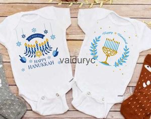 Rompères Happy Hanukkah nouveau-né bébé Summer Rompers Body Body Sleeve Baby Jumps combinaison chanoucah tenue bébé garçon fille vêtements Bodys H240508