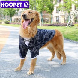 Rompertjes HOOPET Britse stijl nep tweedelige set Hondenkleding Gestreept jasje Huisdierenkleding Woon banketjurk bij Jas voor mascottekleding
