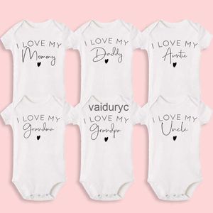 Rompers I Love Daddy maman tante oncle grand-père grand-mère body body nouveau-né les vêtements à manches courtes bébé rober garçon filles body combinaison h240508