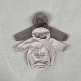Rompers baby Boy Fashion Patch Hoodies Bodysuit Simple Long Sheeves Jumpsuit Girl Autumn Allematch Zipper Hooded Sweatshirts J220922