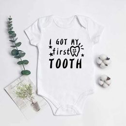 Rompers Fait intéressant, j'ai reçu mon premier body de bébé imprimé de dent une combinaison nouveau-née à 100% coton adaptée aux bébés âgés de 0 à 24 mois.