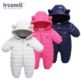 Rompertjes Ircomll baby baby lente herfst romper jas jumpsuit baby peuter winter romper schattige hoodie snowsuit met handschoenen 231129