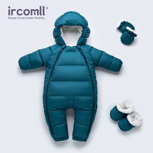 Pagliaccetti Ircomll Inverno caldo neonate maschi tuta anatra piumino bambini giacca interna in pile tuta con guanti tuta per bambini fuori 231020