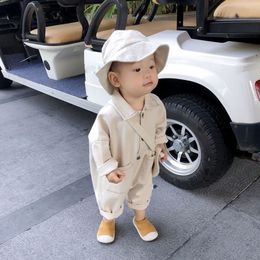 Rompers jumpsuit Bayi Tidak Ada Tas Musim Semi Dan Gugur Versi Jepang Korea Anak Perempuan Baju Anak Laki Laki Denim 230516