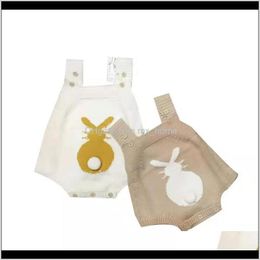 Barboteuses Combinaisonsbarboteuses Vêtements pour bébé Bébé Maternité Drop Livraison 2021 Infantile Triangle Tricot Barboteuse Sans Manches Solide Lapin Imprimé Laine Sauts