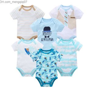 Rompers Kavkas 3 6 pieces/batch baby boys Skin-tight garment short sleeved cotton newborn clothes cartoon print summer children's coat Z230710