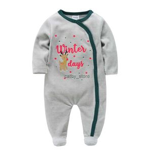 Rompertjes Kavkas babyjongen meisje rompertjes winter warme pyjama met lange mouwen cartoon ontwerp pasgeboren ropa de bebe 0-3 maanden jumpsuitL231114