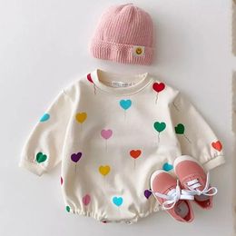 Mamelucos chico moda sudaderas mono bebé niña dulce globos coloridos mangas largas mono de algodón trajes infantiles