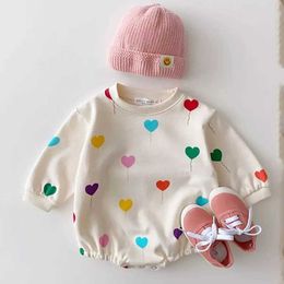 Rompers Kid Boy mode sweatshirts bodysuit baby meisje zoete kleurrijke ballonnen lange mouwen katoenen jumpsuit baby outfits j220922