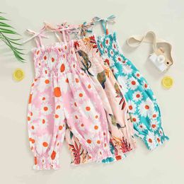 Barboteuses Enfants Filles Combinaisons 2022 Nouvelle Mode Fille Bébé Body Décontracté Enfants Floral Costumes Sans Manches Vêtements 16Y J220922