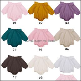 Barboteuses Enfants Filles Volants Manches Volantes Barboteuse Infantile Enfant En Bas Âge Solide Couleur Combinaisons Mode D'été Bébé Escalade Vêtement Mxhome Dh8Wy