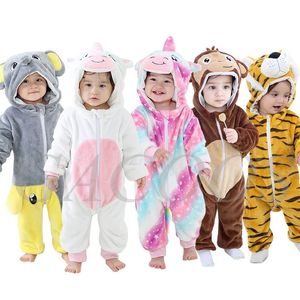 Rompertjes Kinder Onesie Pyjama Dieren Tijger Leeuw Eenhoorn Aap Baby Rompertjes Winter Flanel Kostuums voor Meisjes Jongen Peuter Kinderen Outfits 231115