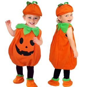 Rompertjes Kinderromper met hoed Schoenen Peuter Pompoen Jongen Meisje Feestkostuum Baby Halloween Jumpsuit Cosplay Kledingset 1 10T 230915