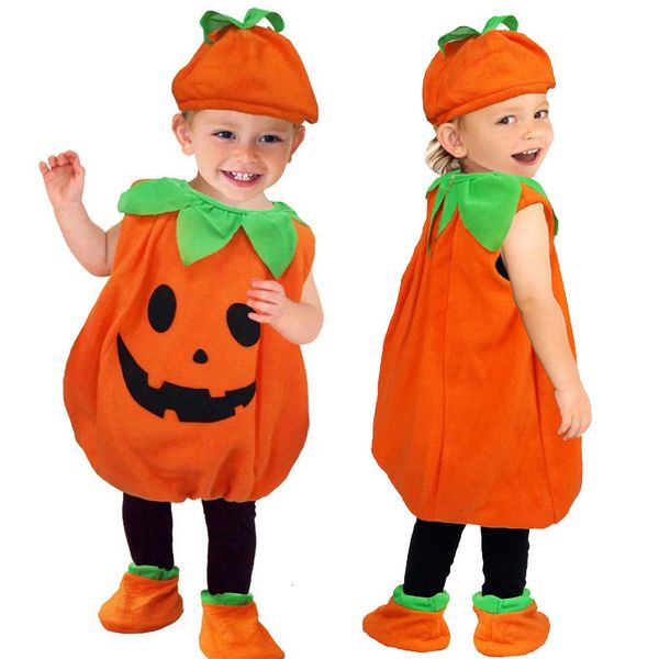 Mamelucos Niños Mameluco con sombrero Zapatos Niño Calabaza Niño Niña Fiesta Traje Bebé Halloween Mono Cosplay Ropa Set 1 10T 230915