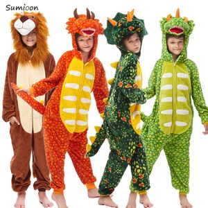 Rompertjes Kigurumi Pak voor kinderen Winter Overalls Warm Kid Pyjama Voor meisjes Pjs Baby Boy Nachtkleding Anime Dinosaurus Pijama Peuter Thuis 231218