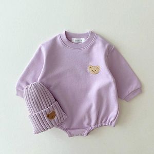 Mamelucos Corea bebé sudadera mameluco niño primavera otoño suave manga larga algodón oso infantil mono niñas monos sudaderas con capucha Tops prendas de vestir