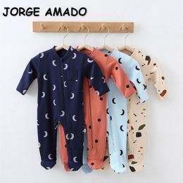 Mamelucos Estilo coreano Otoño Bebé Niñas Niños Mameluco Manga larga Cremallera diagonal Mono de dibujos animados Niños Ropa de estilo lindo E1613 230106