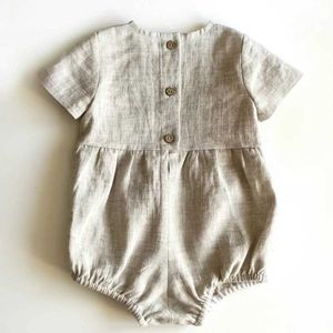 Rompers Style de style coréen bébé garçon et fille à sauts en coton à manches courtes en coton à manches