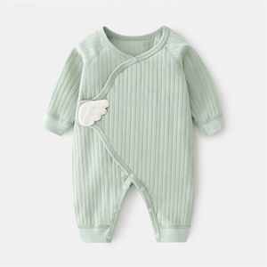 Mamelucos Lawadka 06M primavera otoño nacido bebé niña niño mameluco de algodón sólido suave mono infantil con ala ropa Casual para niñas 220916