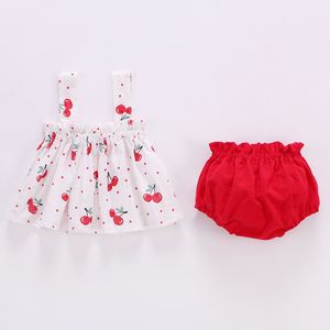 Rompers lawadka zomer dunne babykleding voor meisjes set print mini jurk en pp shorts 2pcs baby kleding outfit 230427