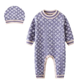 Rompers Luxury Designer Rompers Nou nouveau-né les vêtements de bodys en tricot en laine chaude Bodys garçons bébé combinaison