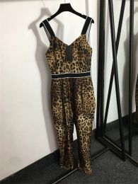 Mamelucos de leopardo de lujo para mujer, monos sexys con tirantes, monos largos sexys a la moda de verano