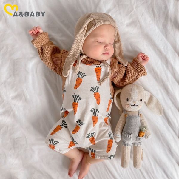 Ma baby 0-24M pâques enfant en bas âge infantile né bébé fille garçon barboteuse cerf carotte imprimer sans manches combinaison salopette vêtements d'été 230425