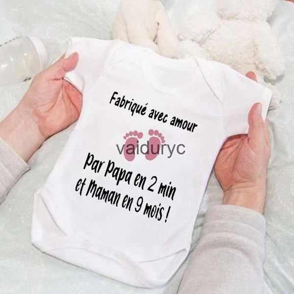 Mamelucos hechos con amor por papá en 2 minutos y mamá en 9 meses Ropa para recién nacidos Mono lindo para bebé Mono de verano para niños pequeños Regalo de ducha infantilvaiduryc