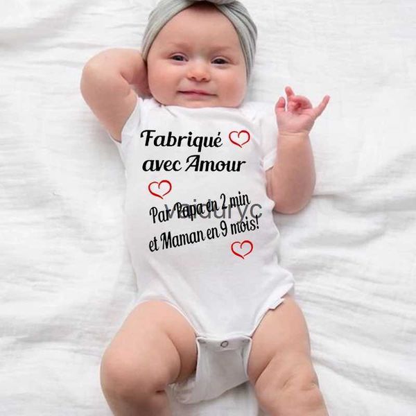 Barboteuses faites avec amour papa en 2 minutes et maman en 9 mois body pour bébé drôle nouveau-né combinaison vêtements d'été cadeaux de douche pour bébévaiduryc