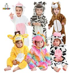 MICHLEY Halloween Geschenken Winter Baby Rompertjes Cartoon Flanel Kostuum Baby Zachte Jumpsuit Pyjama's Body Voor 2-36Months 231026