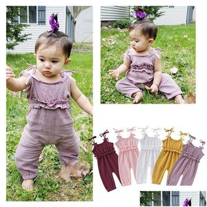 Barboteuses Mikrdoo Nouveau-né Bébé Fille Body Été Mignon Vêtements Straped Ruffle Romper Solid Color Jumpsuit Pour 024 Mois Drop Dhu4C