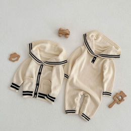 Rompers Milancel 2023 Spring Baby Sailor Collar Infant gebreide jumpsuits Brief Girls Outfit 230327
