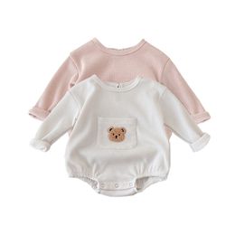 Rompers Milancel Babykleding Wafle baby Boys Bear Bodysuits Kleding met korte mouwen 220922