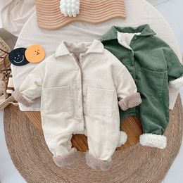 Rompers Milancel baby corduroy jumpsuits bont voering meisjes kleding fleece bovenkleding 230202